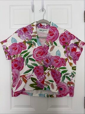 Brooke Wright Kimono Pleat Floral Poplin Top